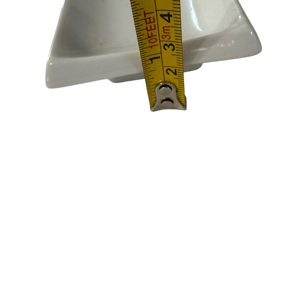 Set of 4 Pier 1 white ceramic rectangular sushi dipping  bowls soy sauce wasabi - Picture 5 of 6